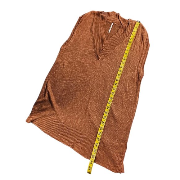 Free People Womens Knit Hannah Sweater Vest Tunic, V-Neck,Brown, Size M - Picture 8 of 8